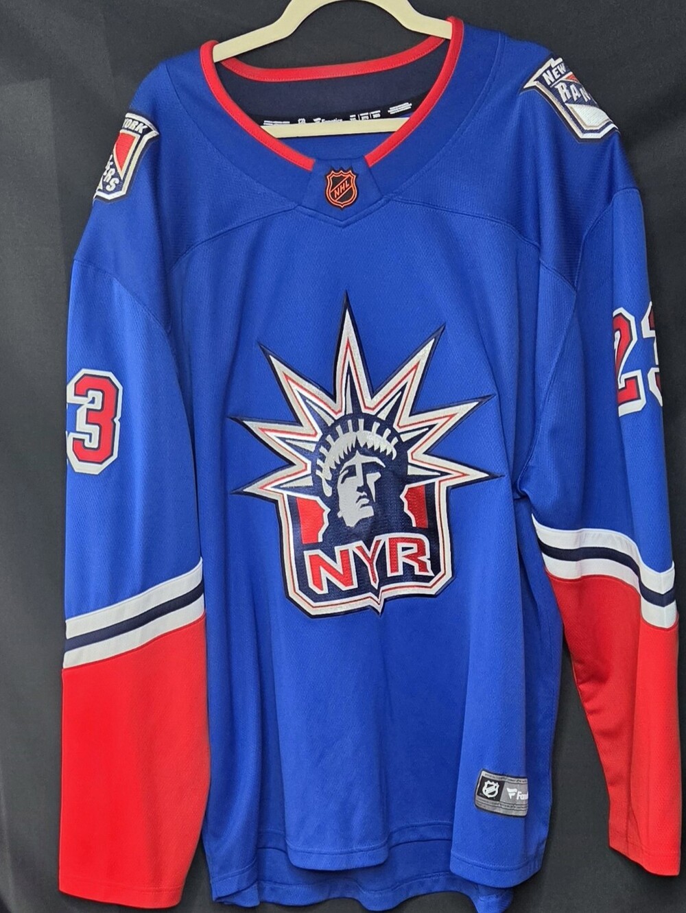 NY Rangers Adam Fox Lady Liberty Reverse Retro 2.0 Jersey 3XL